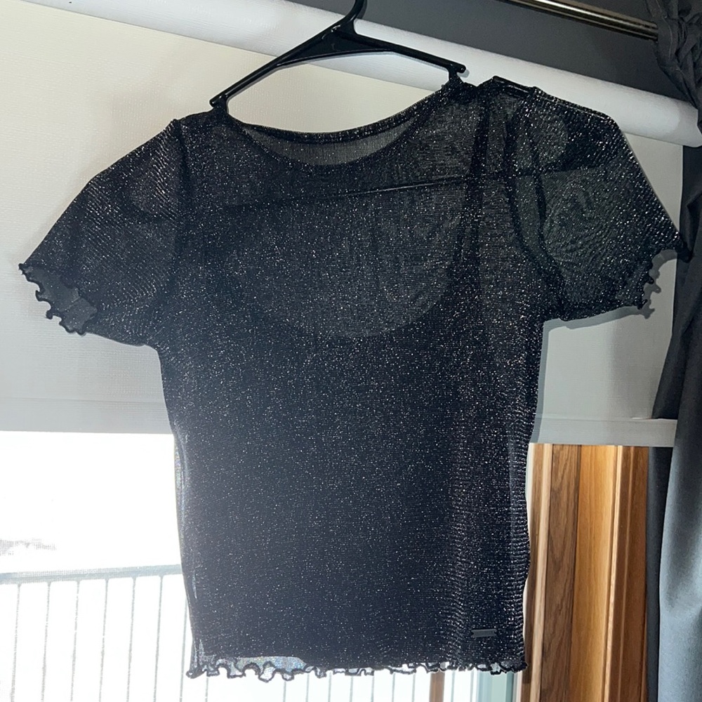 Black Sparkly Hollister Crop Top